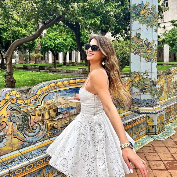 Zara mini dress Crochet Embroidered openwork boho sundress summer - Picture 8 of 16